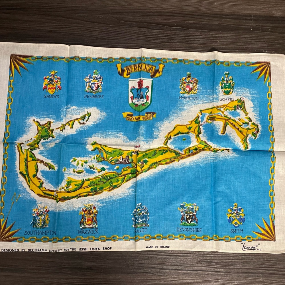 Bermuda Map Tapestry - Blue and Green